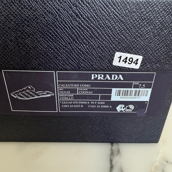 Prada Milano 2EE448 Mens Brown Pebbled Leather Low Top Sneakers, UK 7.5 main image 3